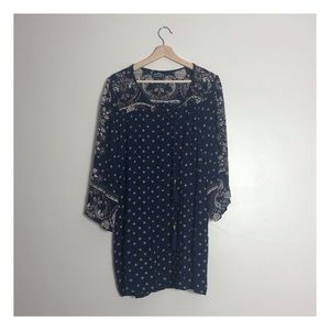 paisley boho bell sleeve shift dress